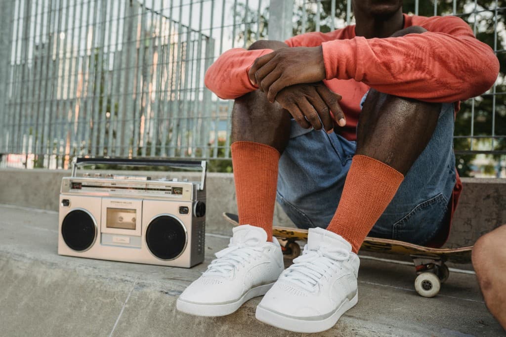 Skater with a boombox at the park