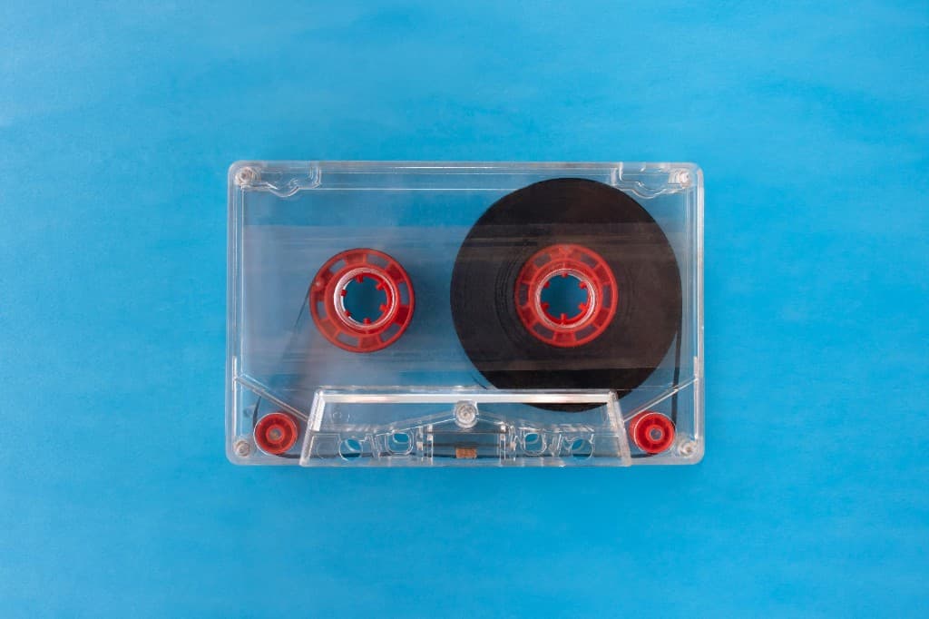 Clear cassette on blue