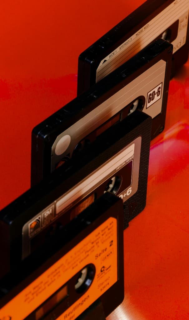Cassettes on red
